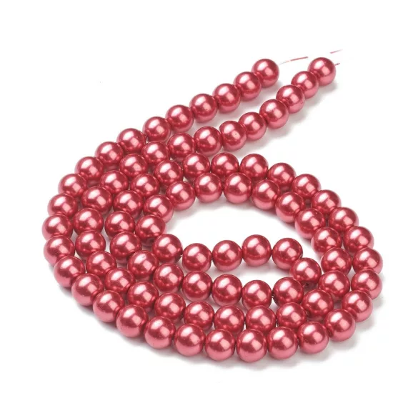 Üveg tekla gyöngy. 10mm. Meggy. 10db/csomag.