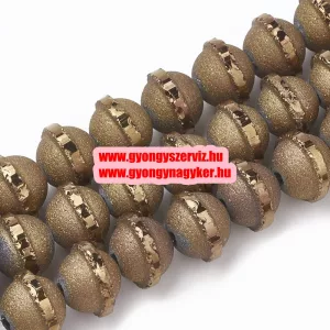 Fémgőzölt , matt üveggyöngy. 10.5x8.5mm. Bronz. 