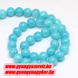 Jade ásványgyöngy. 10mm. Türkiz.