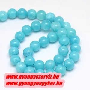 Jade ásványgyöngy. 10mm. Türkiz.