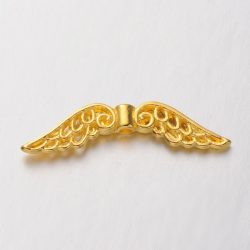   10db. Angyalszárny, fém köztes gyöngy. 32x7x3mm. Arany szín.