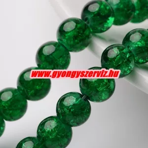 Roppantott üveggyöngy. 6mm, 8mm. Smaragd zöld. 20db/csomag.