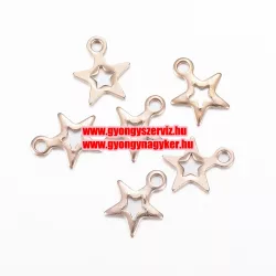 Acél csillag medál, fityegő. 8.5x7mm. Rózsaarany szín.