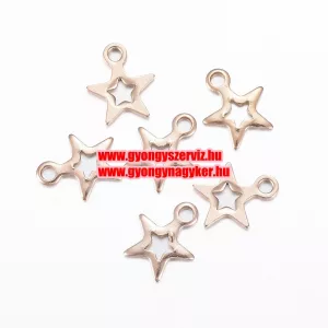 Acél csillag medál, fityegő. 8.5x7mm. Rózsaarany szín.