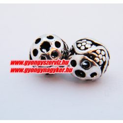   10db. Golyó. 8x8mm. Áttört. Antik ezüst szín. Fémgyöngy, köztes gyöngy.