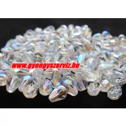   Kiárusítás!  10db. Könnycsepp gyöngy, teardrop. 12x8mm. Kristály AB. Mindig akcióban!