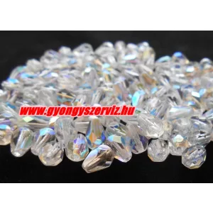 Kiárusítás!  10db. Könnycsepp gyöngy, teardrop. 12x8mm. Kristály AB. Mindig akcióban!