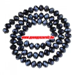   Kiárusítás!  20db. Csiszolt üveggyöngy. 8x10mm. Csillogó fekete. Mindig akcióban!
