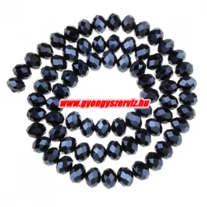 Kiárusítás!  20db. Csiszolt üveggyöngy. 8x10mm. Csillogó fekete. Mindig akcióban!