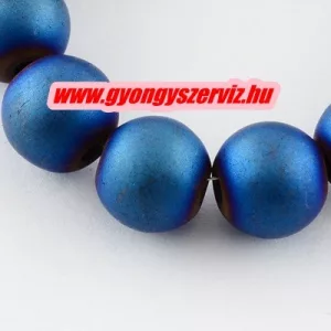 Matt hematit ásványgyöngy. 8mm. Kék szín.