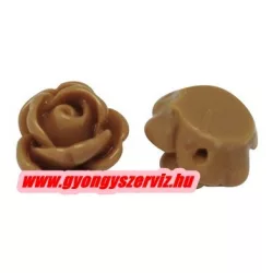 Fűzhető gyanta virág kaboson. 9x7mm. Bézs.