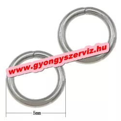 Acél szerelő karika, ékszer karika. 5x1mm. 100db/csomag.