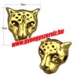 Leopárd fej köztes fémgyöngy. 10x9mm. 8 színben. Válassz színt!
