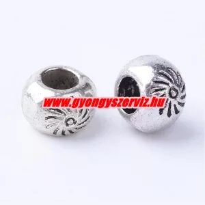 10db. Fém köztes gyöngy. 7-7.5x5mm. Antik ezüst szín.