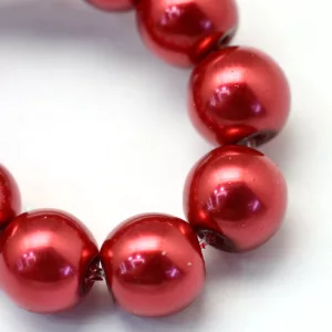 Üveg tekla gyöngy. 6mm. Sötétpiros. 20db/csomag.