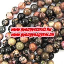   Ásványgyöngy, féldrágakő, ékszer gyöngy. Rodonit. 12mm.