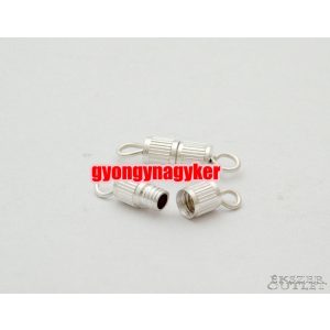 Menetes ékszer zár. Csavaros ékszer kapocs. Ezüst, vagy platina szín. 4x15mm.