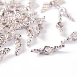   10db. Angyalszárny, fém köztes gyöngy. 12x3x3mm. Ezüst szín.
