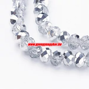 Kiárusítás!  50db. Csiszolt üveggyöngy. 6x4mm. Két szín, ezüst. Mindig akcióban!