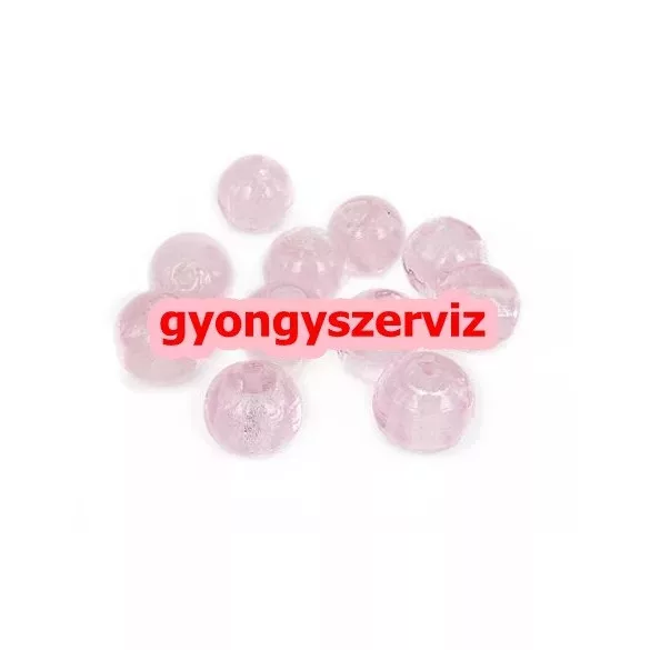 Lámpagyöngy, fóliás üveggyöngy. 8mm. Rózsaszín.