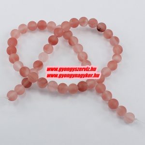 30db. Matt cseresznyekvarc ásványgyöngy. 6mm.
