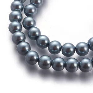 Üveg tekla gyöngy. 8mm. Sötét szürke.  20db/csomag.