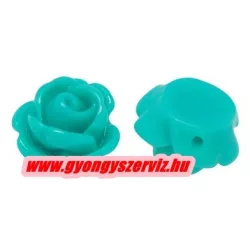   Fűzhető gyanta virág kaboson. 9x7mm. Világos türkizzöld.
