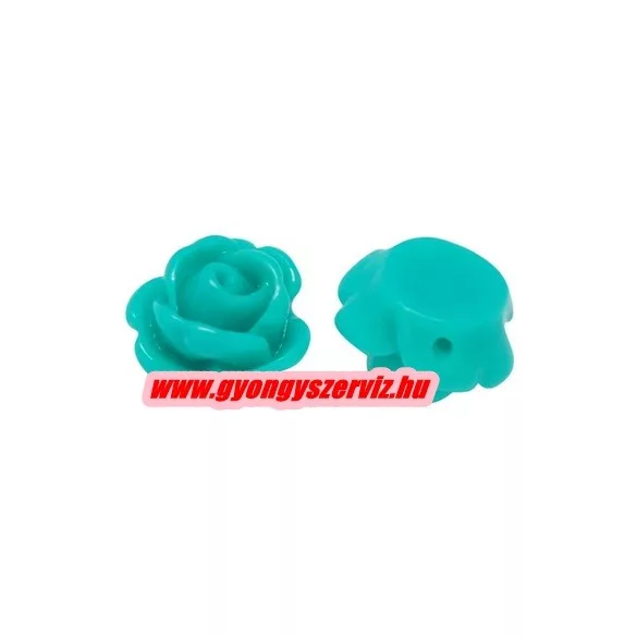 Fűzhető gyanta virág kaboson. 9x7mm. Világos türkizzöld.
