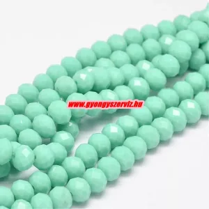 Kiárusítás!  20db. Csiszolt üveggyöngy, fánkgyöngy. 6x8mm. Akvamarin. Mindig akcióban!