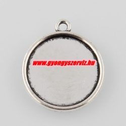   Kaboson medál alap. 18mm lencséhez. Kétoldalas! Antik ezüst szín.