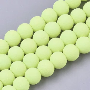 Kiárusítás!  20db. Festett üveggyöngy. Imitált lávakő. Neon sárga. 8mm.