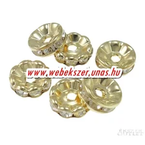 10db. Fém gyöngy. Köztes gyöngy. Rondell. 10.5x4mm. Arany szín.    Leárazva!