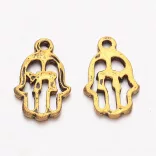 10db.  kéz. Köztes gyöngy. 20x12mm. Antik arany szín.