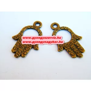 10db. Fém medál, fityegő. Hamsa kéz, fatime keze. Antik bronz szín. 23x14x1.5mm.