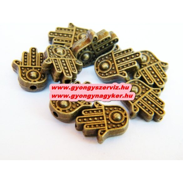 10db.  kéz. Köztes gyöngy. Fatime keze. Antik bronz. 12x10mm.