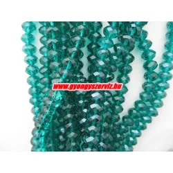   Kiárusítás!  Csiszolt üveggyöngy, fánkgyöngy. 3x4mm. Smaragd. 5g/cs. Mindig akcióban!