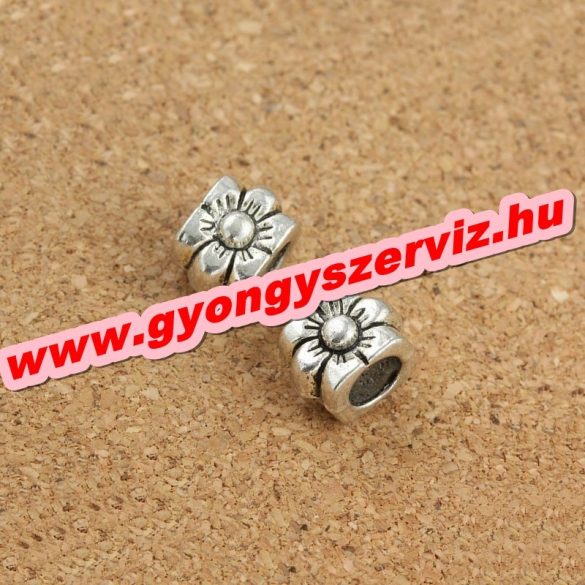 Pandora stílusú fémgyöngy. Charm. Virág. 7x8x9mm. Leárazva!