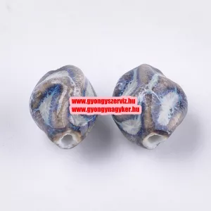 Leárazás! Porcelán gyöngy . 17x14x14mm. Kék nugget. Mindig akcióban!