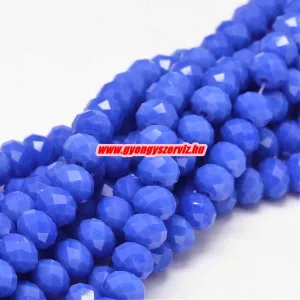 Kiárusítás!  20db. Csiszolt üveggyöngy, fánkgyöngy. 6x8mm. Királykék. Mindig akcióban!
