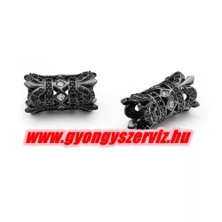 Cirkon köztes gyöngy. 15x8mm. Fekete szín.