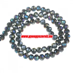 Kiárusítás!  20db. Csiszolt üveggyöngy. 8x10mm. Csillogó szürke. Mindig akcióban!