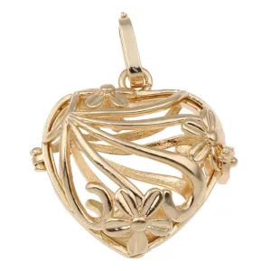 Leárazás! Angyalhívó medál. Világos rózsaarany szín. Szív, virágokkal.
