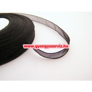 Organza szalag. Fekete.10mm. 1 tekercs.