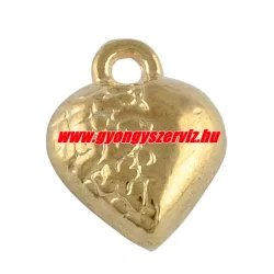 10db. Fém medál, fityegő. Szív. 12x9.5mm. Arany szín.