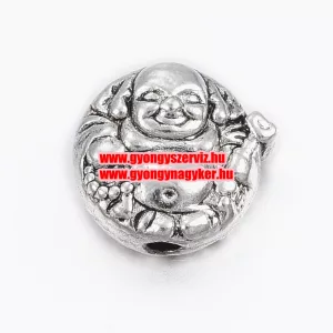 Fém, buddha köztes gyöngy. 10x5mm.