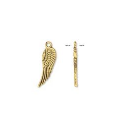   10db.  Angyalszárny. Medál, fityegő. Antik arany szín. 17x5mm.