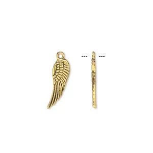 10db.  Angyalszárny. Medál, fityegő. Antik arany szín. 17x5mm.