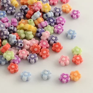 Leárazás! Műanyag gyöngy mix. Kis virág mix. 10g/csomag.