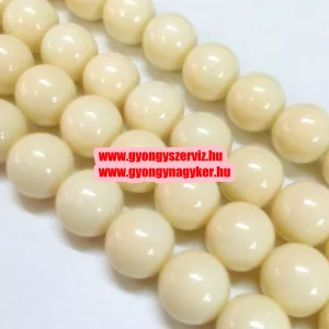 Üveggyöngy. 8mm. Elefántcsont szín.  20db/csomag.