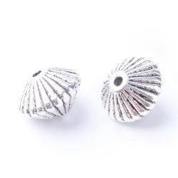   10db. Fém, diszkosz köztes gyöngy. 8x5.5mm. Antik ezüst szín.